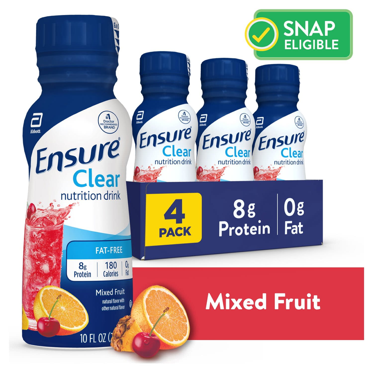 Ensure Clear Nutrition Drink, Mixed Fruit, 10 fl oz, 4 Count