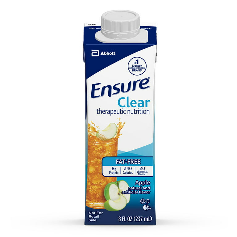 Ensure Clear Therapeutic Nutritional Drink, Fat-Free with Essential  Nutrients & 8 Grams High-Quality Protein, Apple, 8 fl oz, 24 Count