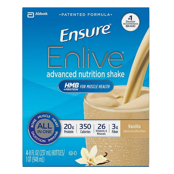 Ensure Enlive Advanced Nutrition Vanilla Meal Replacement Shakes with 20g of Protein (8 fl. oz., 16 ct.)