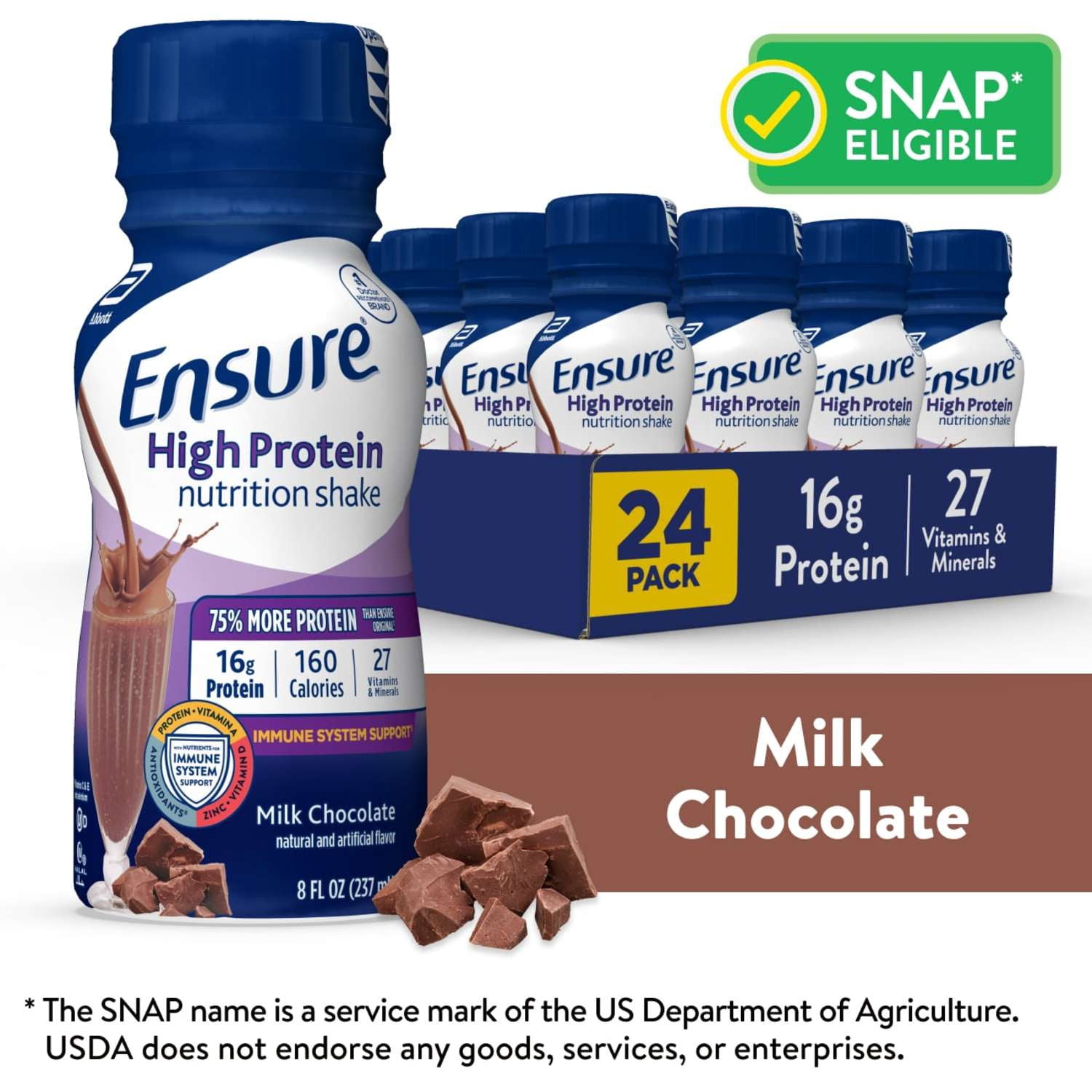 Ensure High Protein Nutrition Shake, Milk Chocolate, 8 fl oz, 24 Count