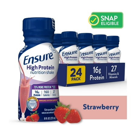 Ensure High Protein Nutrition Shake, Strawberry, Ready To Drink, 8 fl oz, 6 Pack