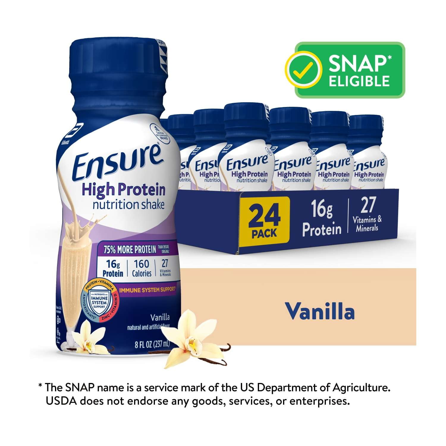 Ensure High Protein Nutrition Shake, Vanilla, 8 fl oz, 24 Count