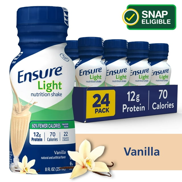 Ensure Light Nutritional Shake, 12g Protein, Vanilla, 8 fl oz, 24 count