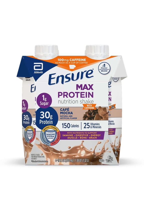 Max Protein Shake, 30g Protein, Cafe Mocha, 11 fl oz, 4 Pack