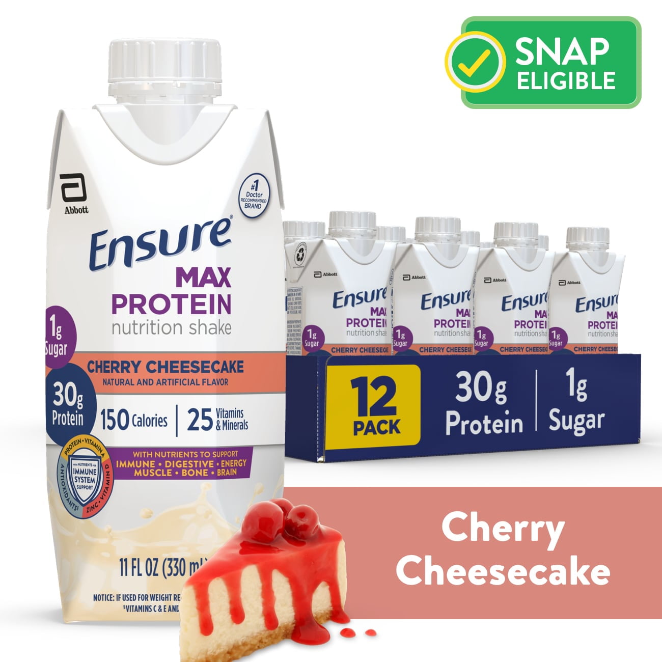 Ensure Max Protein Nutrition Shake, Cherry Cheesecake, 11 fl oz, 12