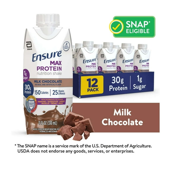 Ensure Max Protein Shake, 30g Protein, Milk Chocolate, 11 fl oz, 12 Pack