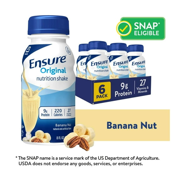 Ensure Original Meal Replacement Nutrition Shake, Banana Nut, 8 fl oz, 6 Count
