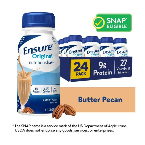 Ensure Original Meal Replacement Nutrition Shake, Butter Pecan, Ready to Drink, 8 fl oz, 24 Pack