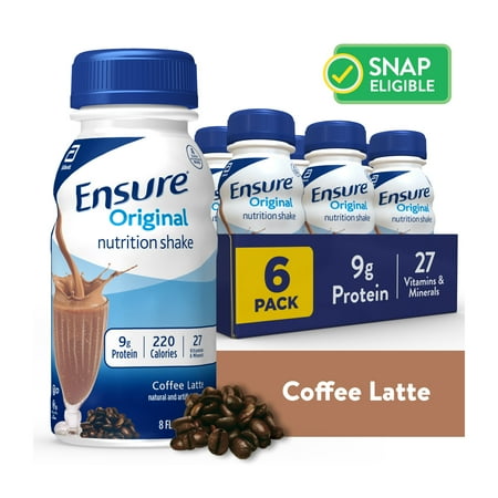 Ensure Original Meal Replacement Nutrition Shake, Coffee Latte, 8 fl oz, 6 Count