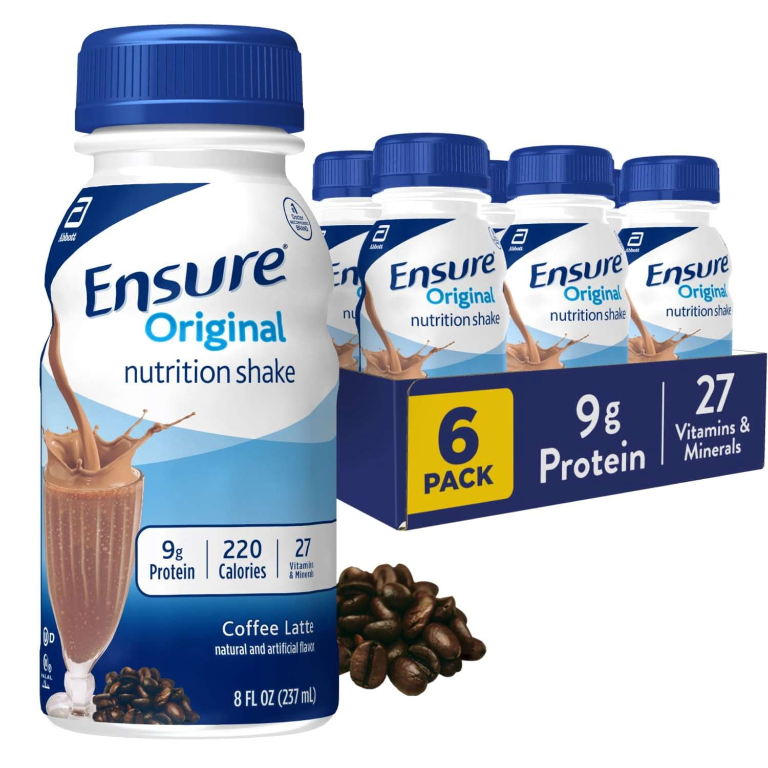 Ensure Original Nutrition Shake, 9g Protein, Coffee Latte, 8 fl oz - 6 Pack