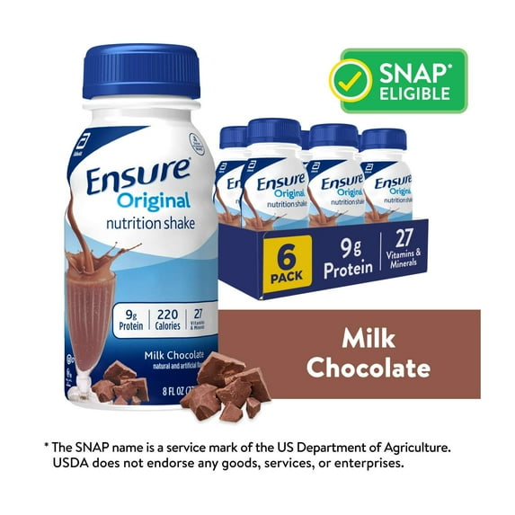 Ensure Original Nutrition Shake, 9g Protein, Milk Chocolate, 8 fl oz - 6 Pack