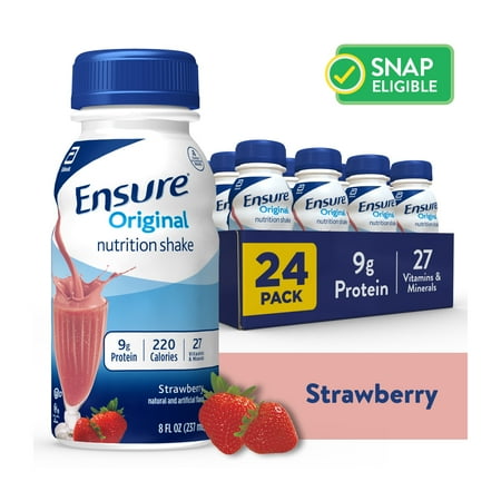 Ensure Original Meal Replacement Nutrition Shake, Strawberry, Ready To Drink, 8 fl oz, 24 Pack
