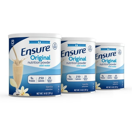 Ensure Original Vanilla Nutrition Powder | Vanilla Protein Powder | Small Meal Replacement Shake Mix | 8g Protein, 24 Vitamins & Minerals | Immune Health | 14.1 oz - 3 pack