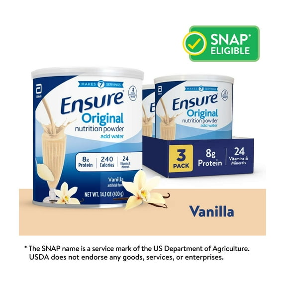 Ensure Original Vanilla Nutrition Powder, Protein Powder, 14.1 oz - 3 pack