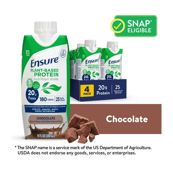 Ensure Plant-Based Protein Shake, Chocolate, 11 Fl Oz, 4 Pack