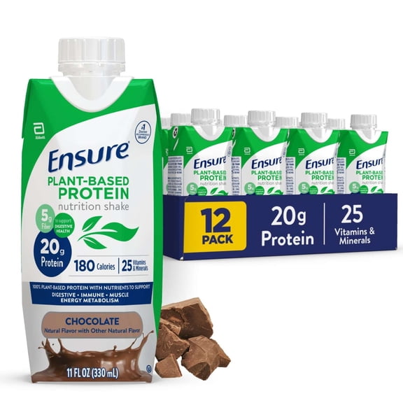 Ensure Plant-Based Protein Shake, Chocolate, 11 Fl Oz, 12 Pack
