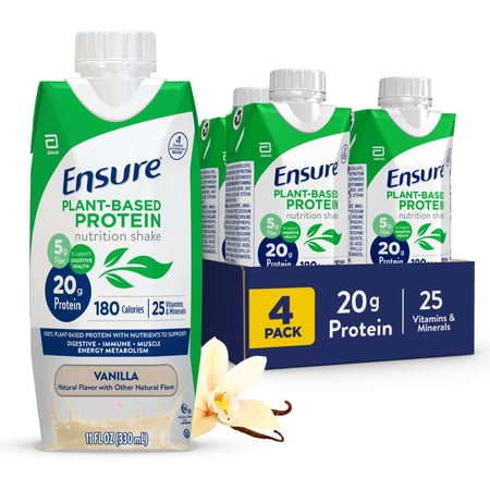 Ensure Plant-Based Protein Shake, Vanilla, 11 Fl Oz, 4 Pack