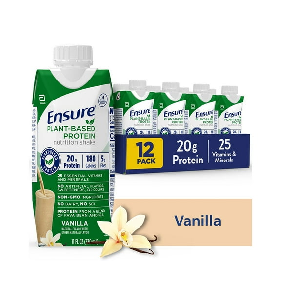 Ensure Plant-based Protein Nutrition Shake Vanilla, 11 oz each - 12 ct