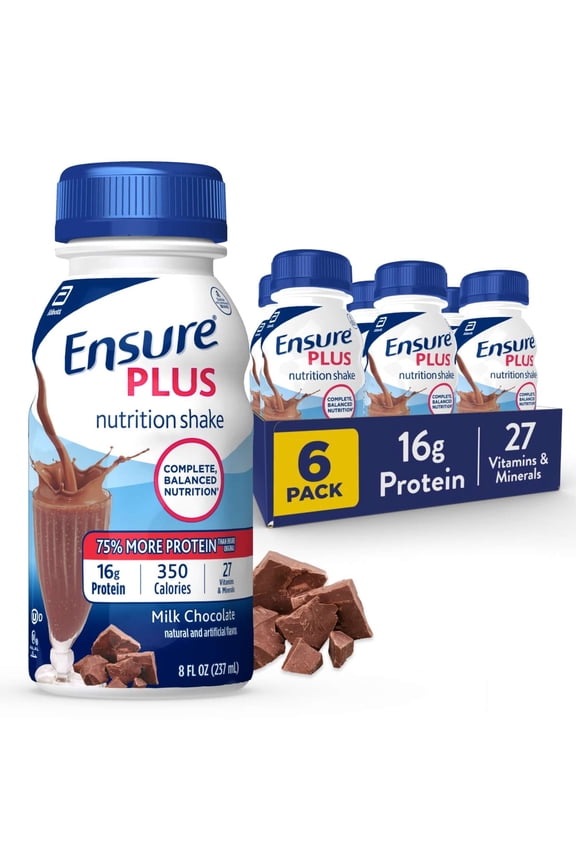Plus Meal Replacement Nutrition Shake, Milk Chocolate, 16g Protein, 8 fl oz - 6 Pack