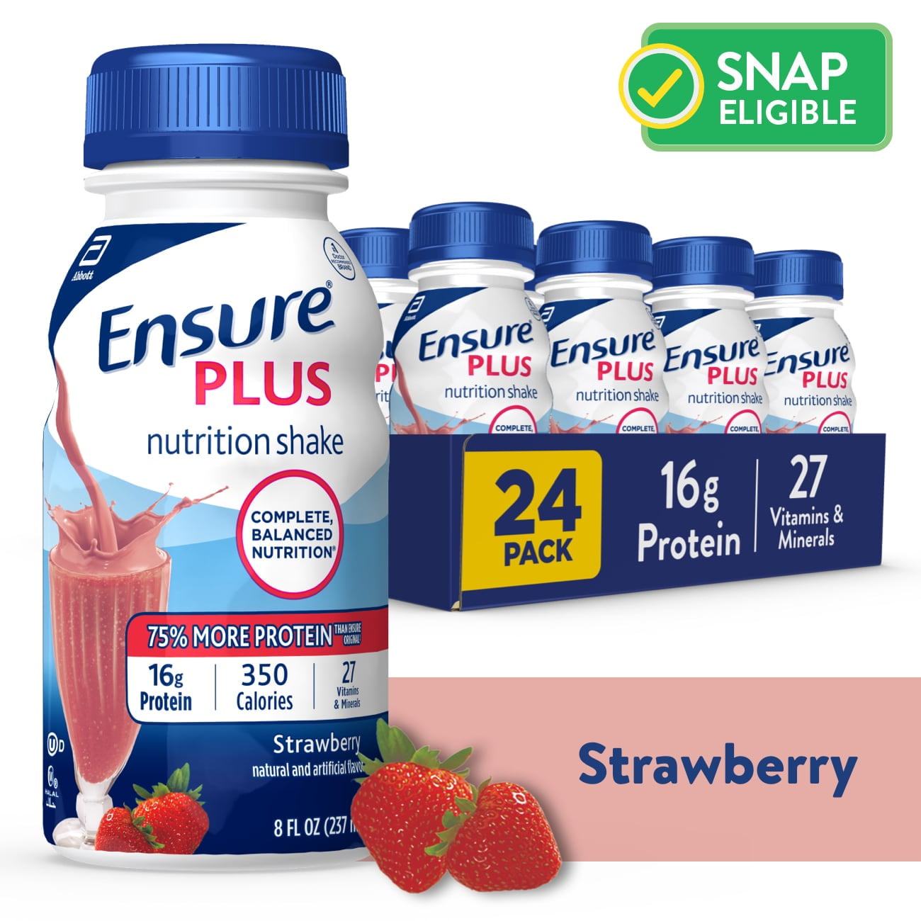 Ensure Plus Max Protein Nutritional Drink, Strawberry Flavor, 8 fl oz