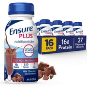 Ensure Plus Meal Replacement Nutrition Shake, Milk Chocolate, 16g Protein, 8 fl oz - 16 Pack