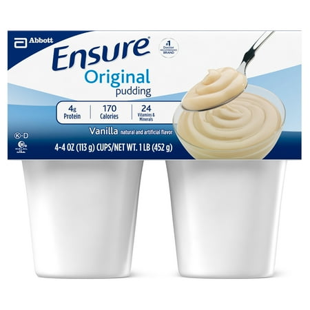 Ensure Pudding, Vanilla, 4-Ounce Cups in 4-Count Packages (Pack of 12 Cups)