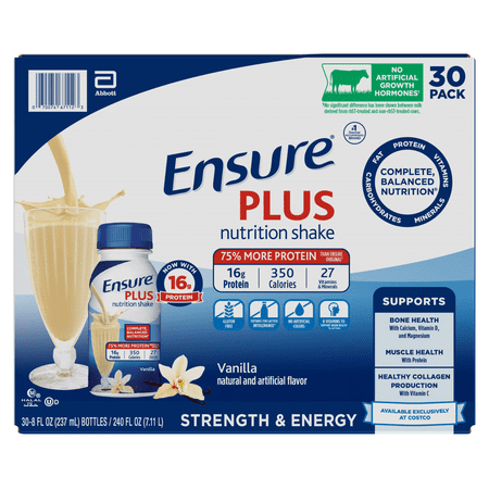 Ensure plus Nutrition Shake, 8 Fl. Oz., 30-Pack, Vanilla