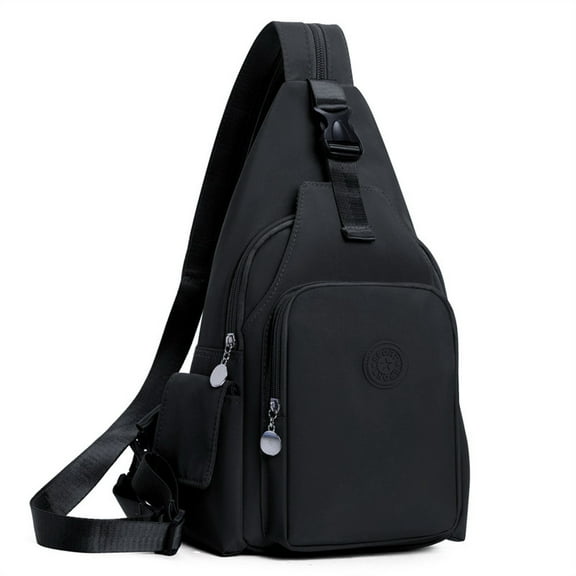 Entchin Crossbody Sling Bag for Men Women, Small Backpack Lightweight Chest Bag, Casual Day Pack Black