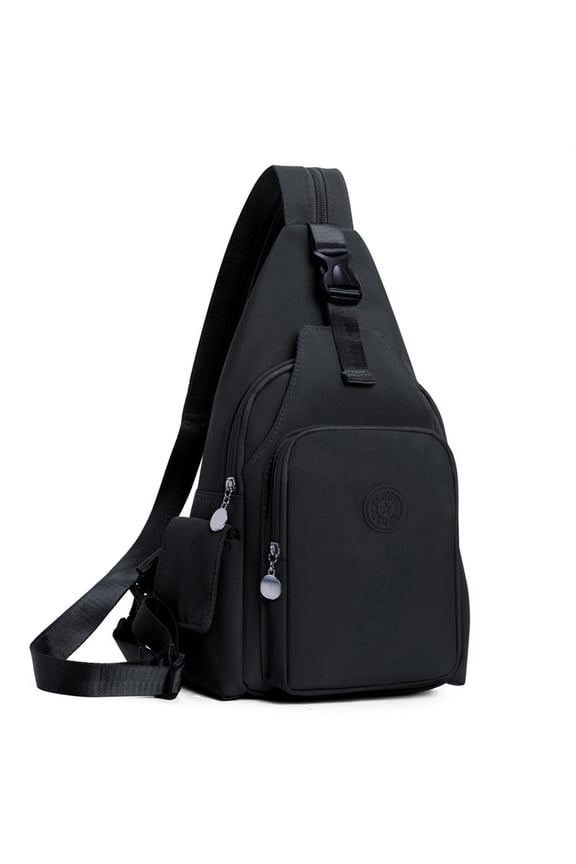 Crossbody Sling Bag for Men Women, Small Backpack Lightweight Chest Bag, Casual Day Pack Black