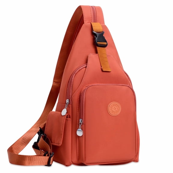 Entchin Crossbody Sling Bag for Women, Small Backpack Lightweight Chest Bag, Casual Day Pack Orange