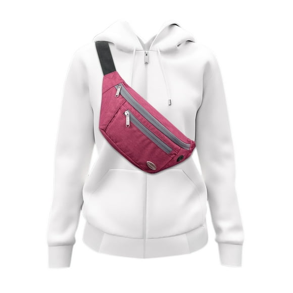 Fanny Pack for Women Girl with 4 Pockets, Red Waistpack Crossbody Bum Bags on Waist for Adult Teen Walking,Running,Sport