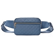 Mini Fanny Packs for Women Girl, Quilted Waistpack Water Blue Fabric Crossbody Bag,Adult Teen