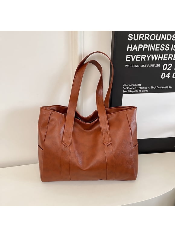 PU Leather Hobo Bag for Women,Lightweight Tote Bag, Coffee Shoulder Handbag Purse,Adult Teen