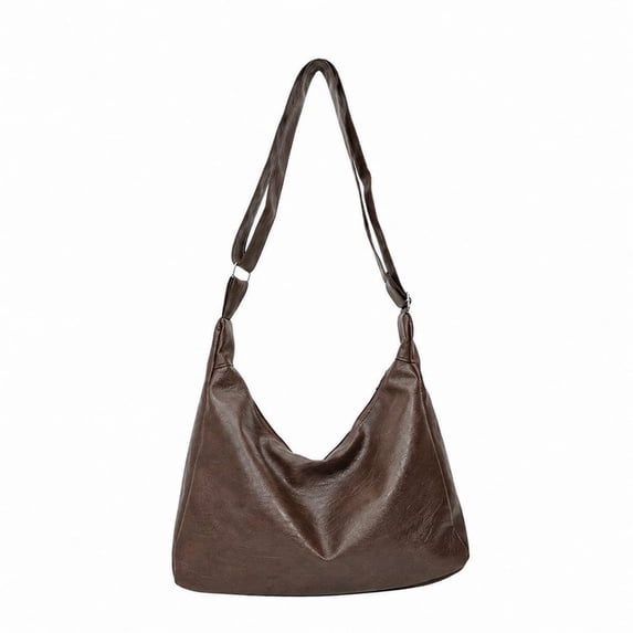 Entchin Slouchy Hobo Bag for Women, PU Leather Crossbody Shoulder Purse with Adjustable Strap, Soft Vegan Leather Handle Handbag, Casual Everyday Travel Work Bag,Coffee