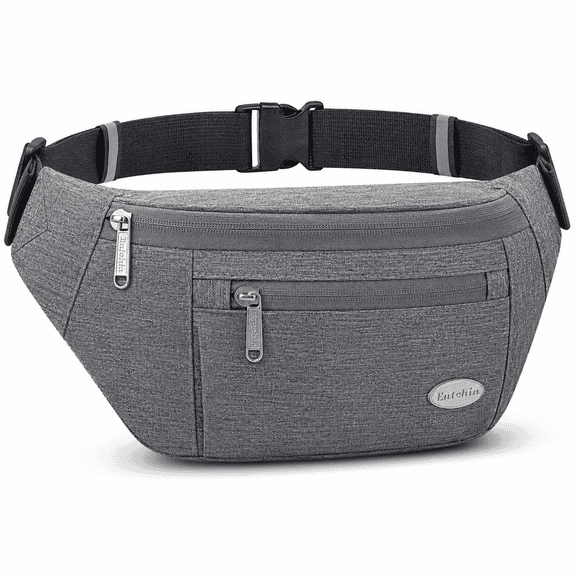 Entchin Women's Fanny Pack Crossbody Belt Bag with 4 Zipper Pockets Adjustable Strap Lightweight Water Resistant