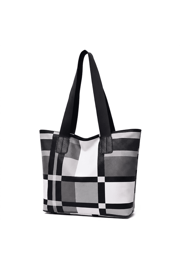 PU Leather Hobo Bag for Women,Lightweight Plaid Shoulder Purse, Large Capacity Tote Handbag for Adult, Black