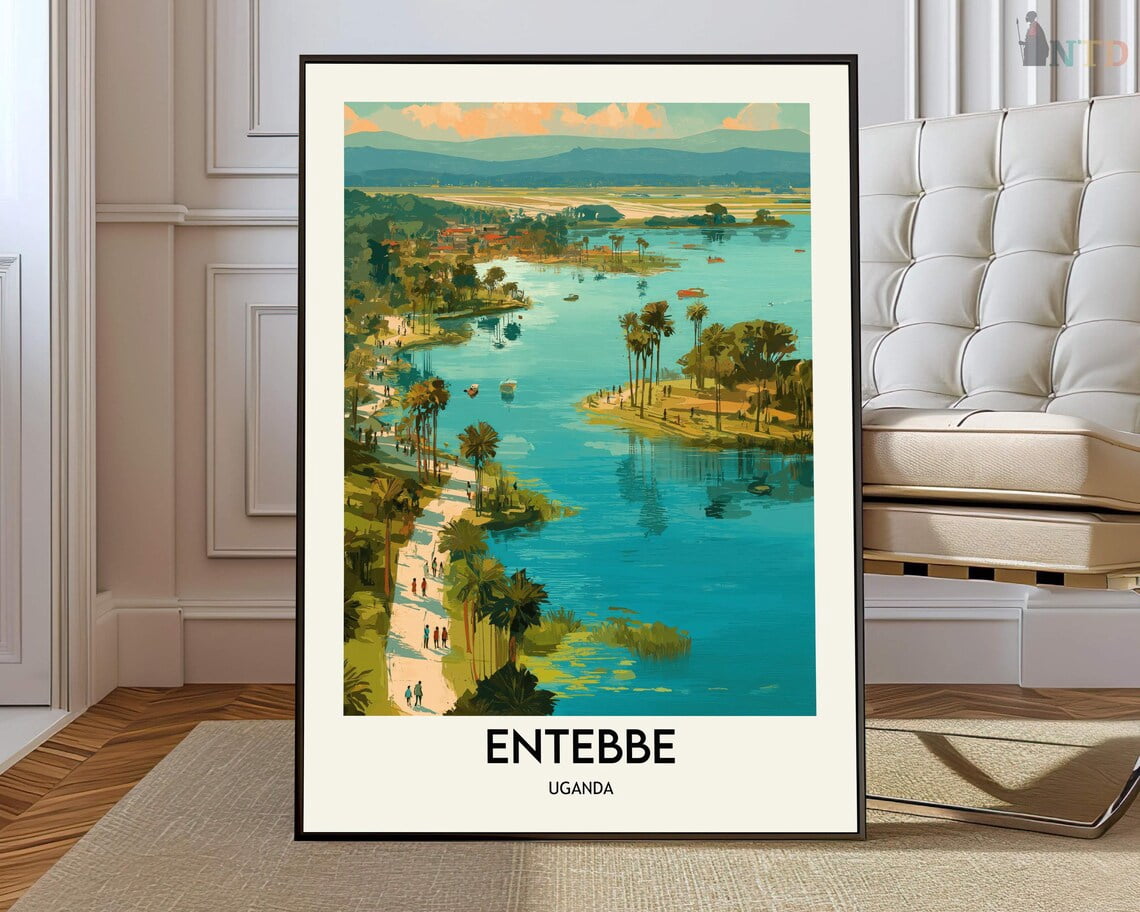 Entebbe Uganda City Map Wall Art Travel Decor Photo Print, Unframed ...