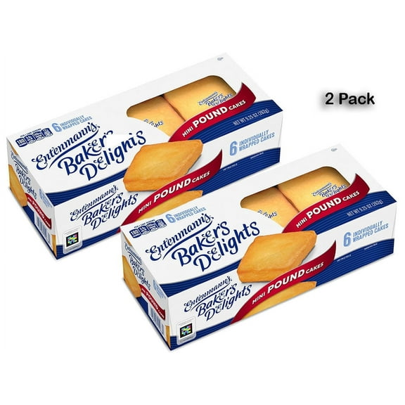 Entenmann's Baker's Delights Butter Pound Cakes, Soft Mini Pound Cakes, 9.25 oz Box (6 Pack)