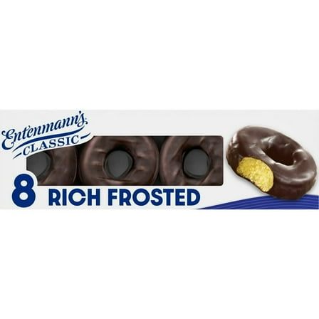 Entenmann's Classic Rich Frosted Donuts, 8 count, Chocolate Donuts, 16.5 oz Box (Pack of 2)