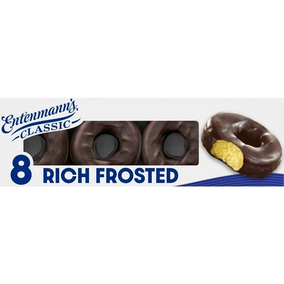 Entenmann's Classic Rich Frosted Donuts, 8 count, Chocolate Donuts, 16.5 oz Box