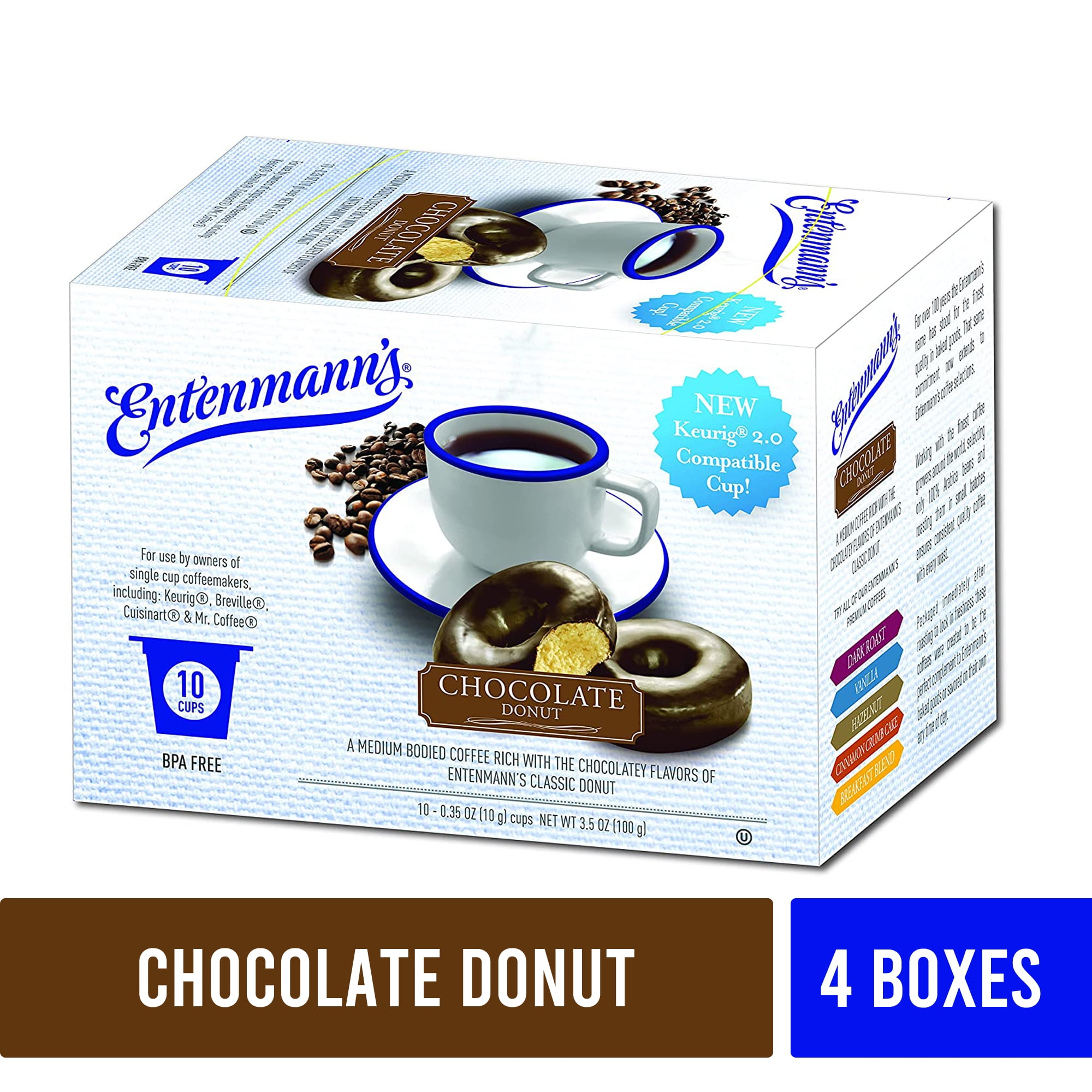 Entenmann's Coffee KCups For Keurig Chocolate Donut (4 Boxes 10 Cups Each)
