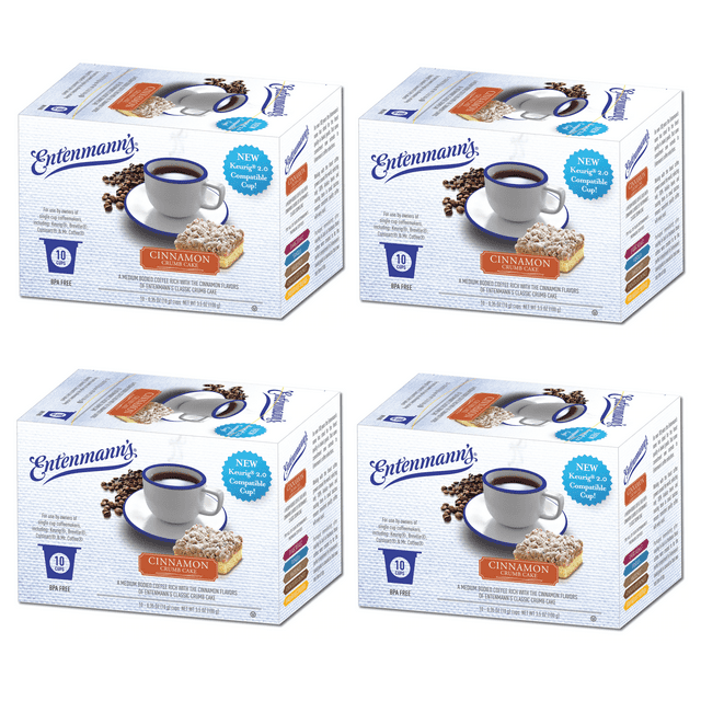 Entenmann's Coffee K-Cups For Keurig Cinnamon Crumb Cake (4 Boxes 10 Cups Each)