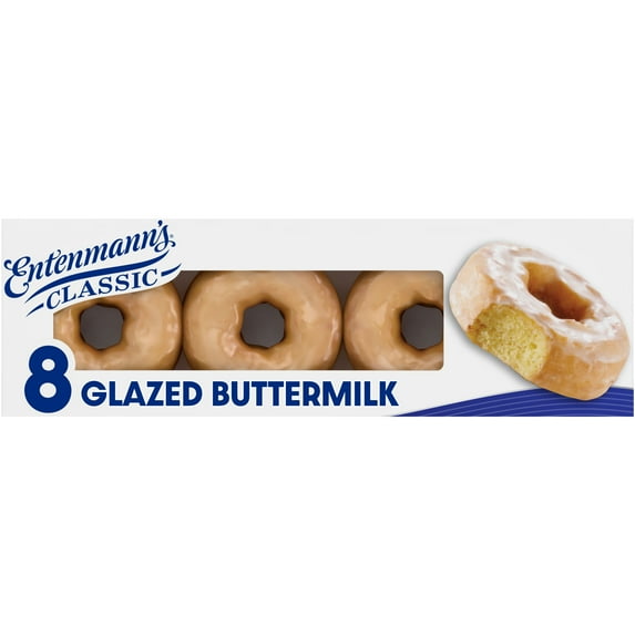 Entenmann's Glazed Buttermilk Donuts, 8 Count, Glazed Donuts, 16 oz Box