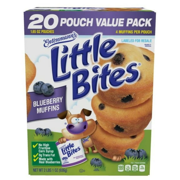 Entenmann's Little Bites Blueberry Mini Muffins, Made with Real Blueberries, 20 Pouch Value Pack
