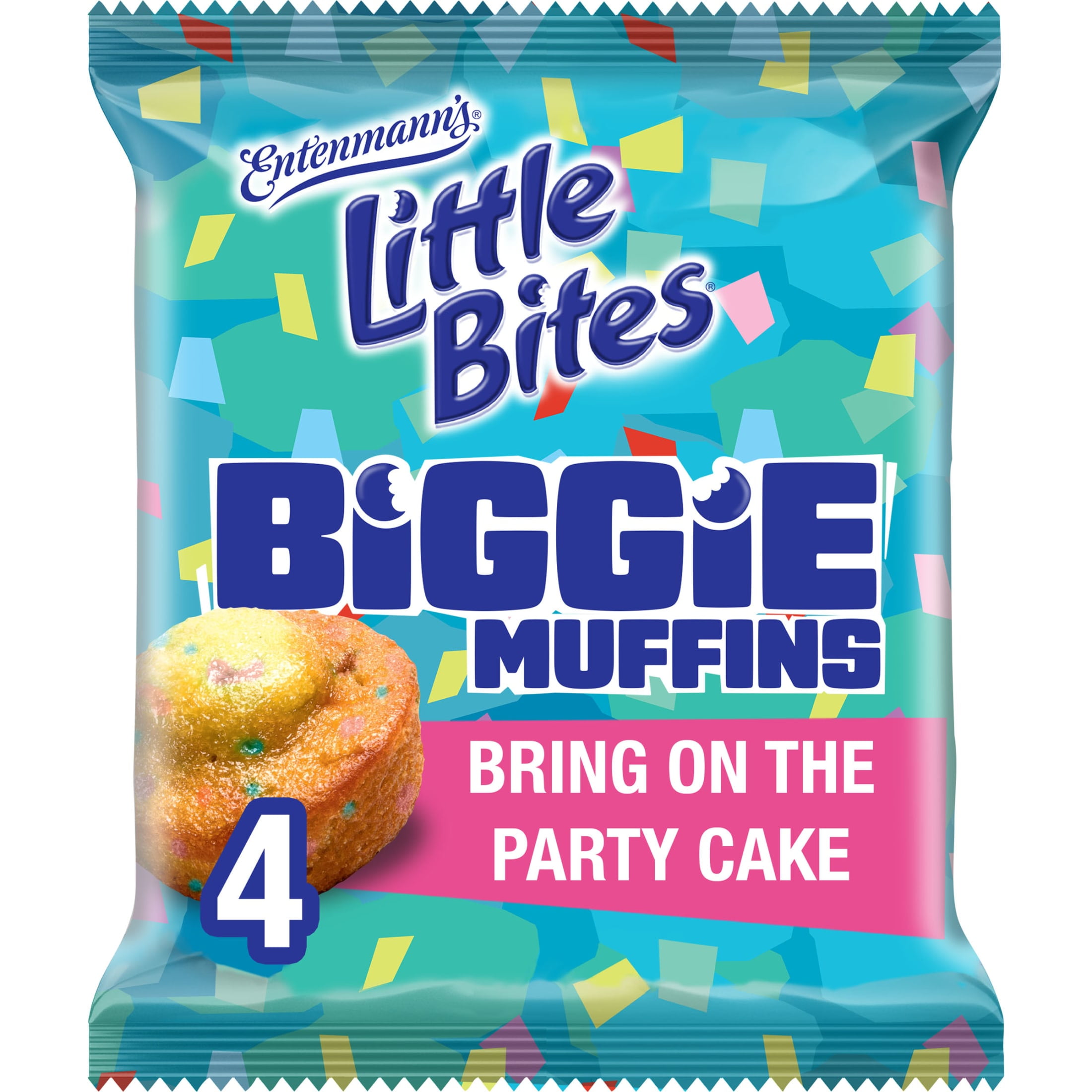 Little Bites Bring On The Party Cake Biggie Muffins, 4 Count, Cake and Sprinkles Muffins, 4.75 oz Pouch