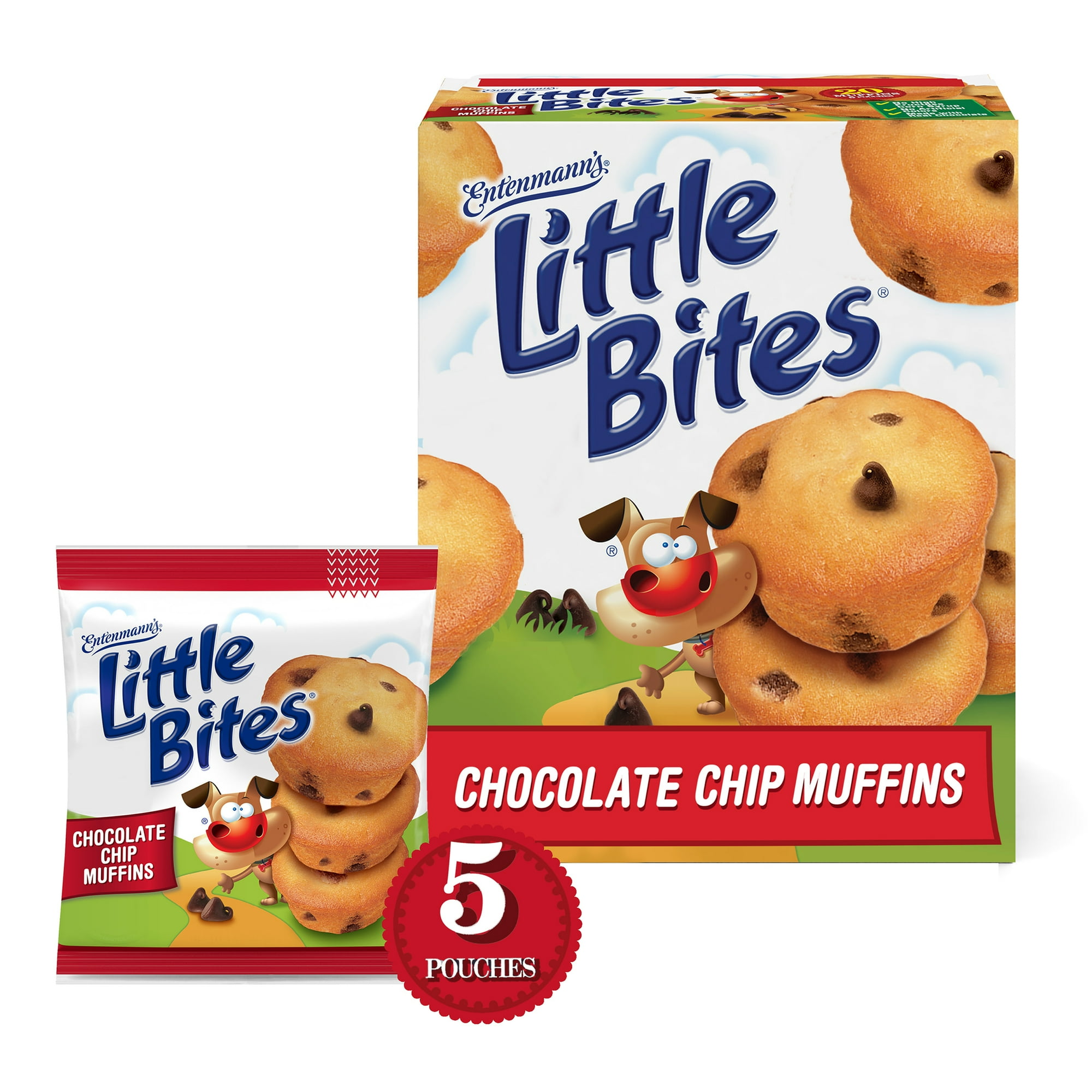 Entenmann’s Little Bites Chocolate Chip Mini Muffins, 5 Pouches, 8.25 oz Box