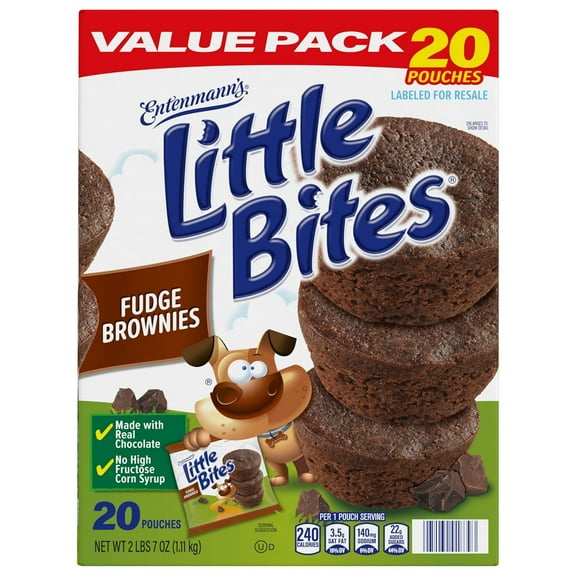 Entenmanns Little Bites Fudge Brownies, 20 Pouches Value Pack