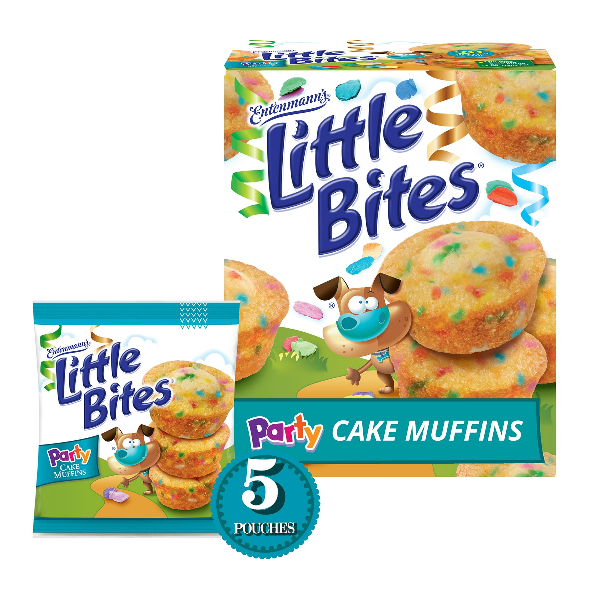 Entenmann’s Little Bites Party Cake Mini Muffins, 5 Pouches, 8.25 oz Box