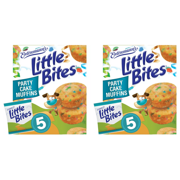 Entenmann's Little Bites Party Cake Mini Muffins Snack Packs, 5 ct pack of 2