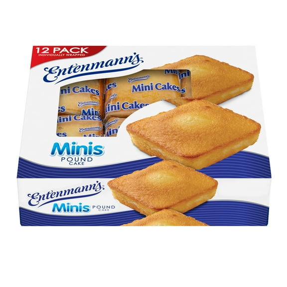 Entenmann's Minis Pound Cake, Perfect for On-The-Go Snacking, 12 Individually Wrapped Snack Cakes, 18.5 oz